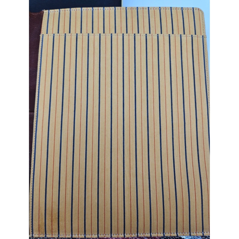 Johnston & Murphy J&M 1850 Brown Leather Portfolio Padfolio Organizer Striped - Picture 9 of 16